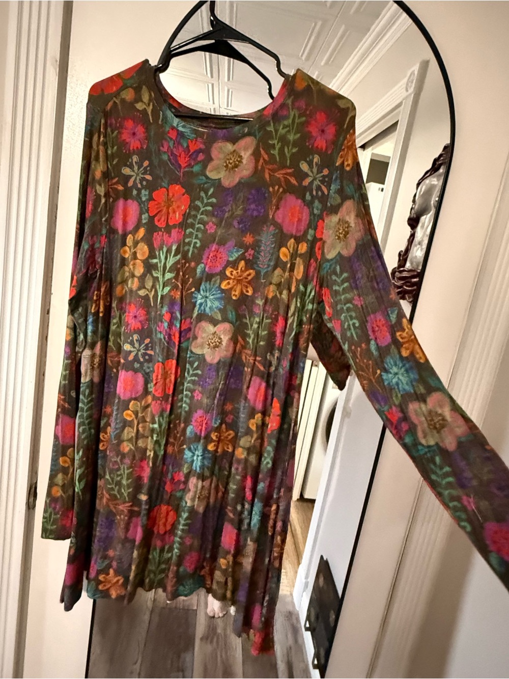 NATURAL LIFE Long Sleeve Floral Swing Dress in Multicolor